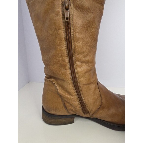 Steven Madden Light Brown Cognac Leather Riding Boots W Side Zip Sz 8.5 - Picture 10 of 14
